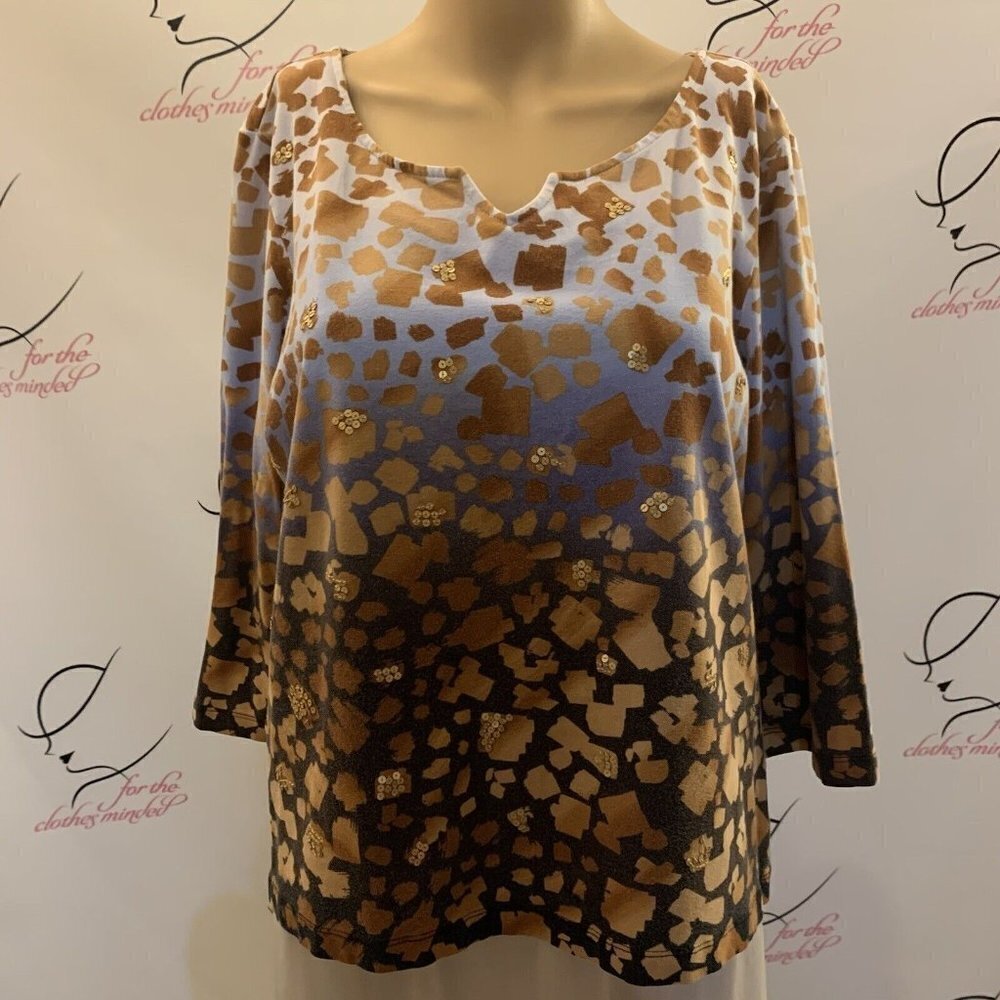 Ruby Rd. Size Xlp. Embellished Pullover. Animal P… - image 1